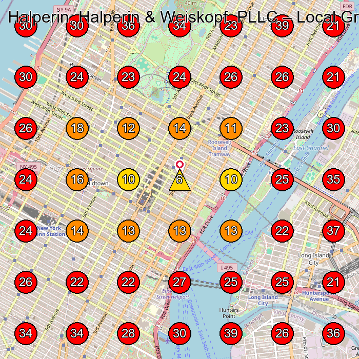 Halperin, Halperin & Weiskopf, PLLC GeoGrid visibility map for Personal Injury Attorney in New York